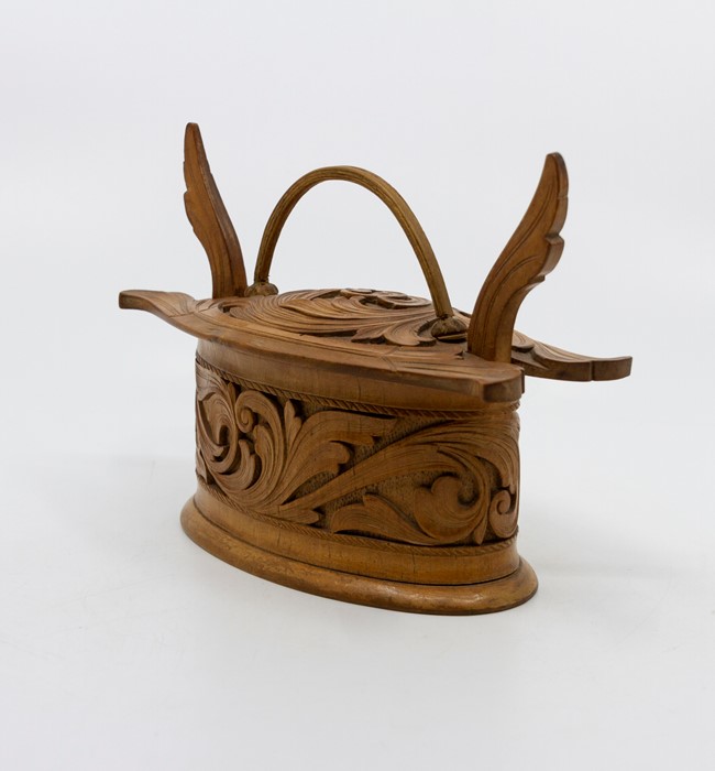 Early 20th Century Tyrol treen, to include jewellery casket, birds finial, interior lined in velvet, - Image 12 of 15