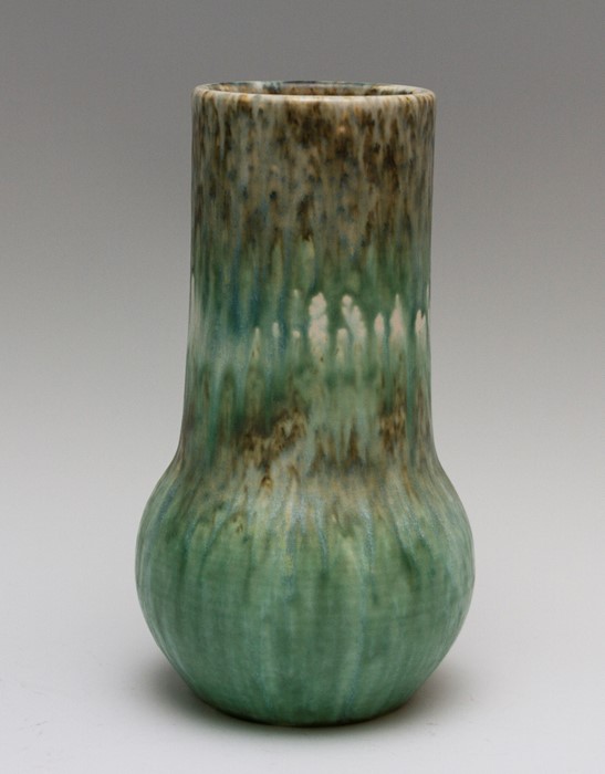 A Ruskin green crystalline glazed baluster vase, impressed marked and dated 1933, height 27cm - Image 2 of 4