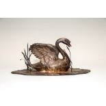 Edward Barnard & Sons Ltd, an Elizabeth II silver table ornament in the form of a swan amongst