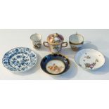 A group of late nineteenth century Meissen porcelain wares, circa 1870-1900. Comprising of: a blue-