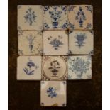 A mixed group of eighteenth and nineteenth century Dutch and English tin-glazed delftware blue and