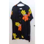 An Anna Maxwell black, late 1976 tunic top, with vibrant orange coloured flowers
