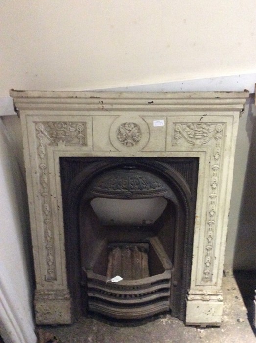 Three Victorian cast iron bedroom fire surrounds, of various designs, measuring 96cm x 79cm, 96cm - Image 2 of 3