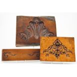 A series of three 19th Century treen ornamentation moulds, of Rococo design, one marked Sparagnapane