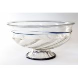 A large glass bowl with blue trailed decoration, Venice, circa 1560, height 16cm, diameter 32cm