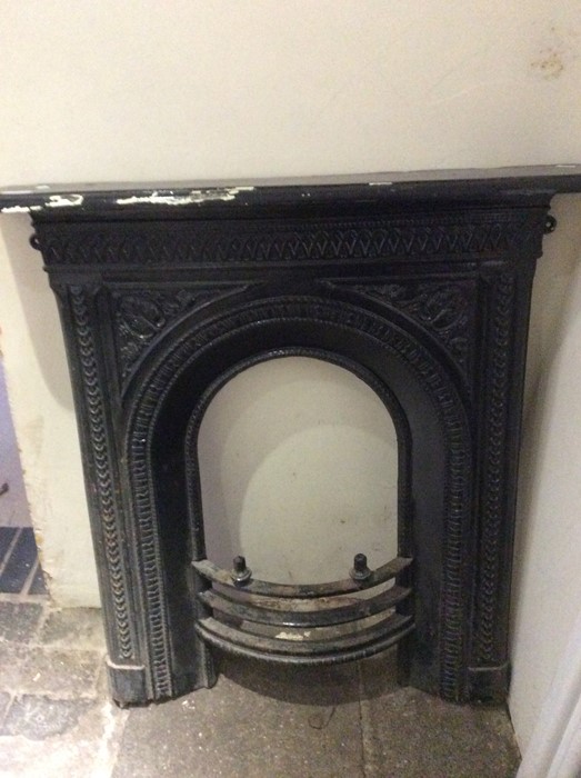 Three Victorian cast iron bedroom fire surrounds, of various designs, measuring 96cm x 79cm, 96cm - Image 3 of 3