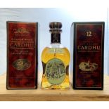 Three bottles of 12 year old Cardhu Single Malt Highland Scotch Whisky.  Region: Speyside