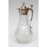 An Elizabeth II silver mounted clear cut glass claret jug, maker Copper Brothers, Sheffield 1988