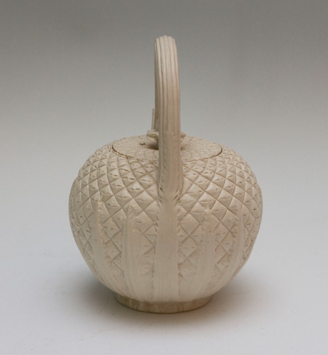 An eighteenth century salt-glazed stoneware teapot or punchpot moulded in the form of a pineapple, - Image 4 of 5