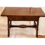 An early 18th Century Spanish walnut desk, circa 1720, rectangular top above a single frieze