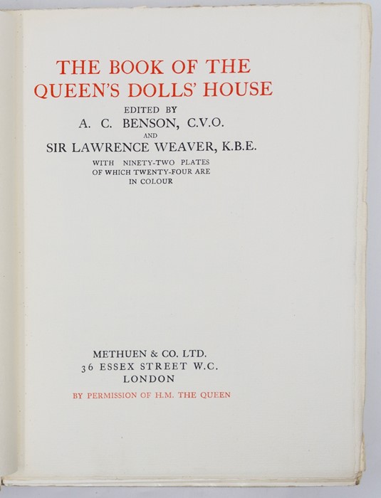 Benson, A. C.; Sir Lawrence Weaver and E. V. Lucas (editors). The Book of the Queen's Dolls' - Image 3 of 4