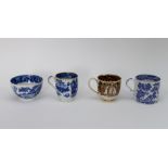 A group of early nineteenth century blue and white and brown and white transfer printed tea wares,