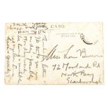 D. H. Lawrence (1885-1930), English author. Autograph postcard, in pencil, addressed to Miss Louie