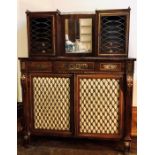 A George IV Regency period rosewood and brass inlaid chiffonier pier cabinet, circa 1825, empire