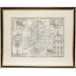 Speed, John (1552-1629). 17th-century map of Warwickshire, uncoloured copper engraving on laid/