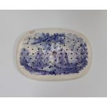 An early nineteenth century blue and white transfer printed drainer circa 1830. It is decorated with