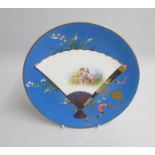 A Minton Late 19th century Plate, painted with Japanese style Fan painted with two children and