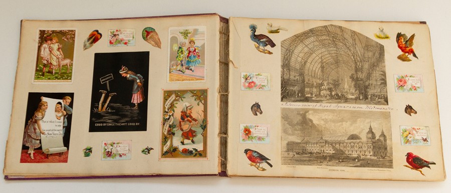 Victorian scrapbook featuring numerous mounted greetings cards (including Christmas and New Year), - Image 2 of 3