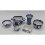 A group of early nineteenth century blue and white transfer printed wares, circa 1815-25.