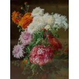 Charles Ferdinand Hurten (1818-1901), a still life of chrysanthemums, signed l.r., oil canvas, 39 by