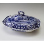 An early nineteenth century large blue and white transfer printed Copeland and Garrett hash dish and