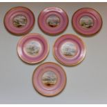 A set of six mid-nineteenth century J & M P Bell & Company, Glasgow hand-painted plates with a
