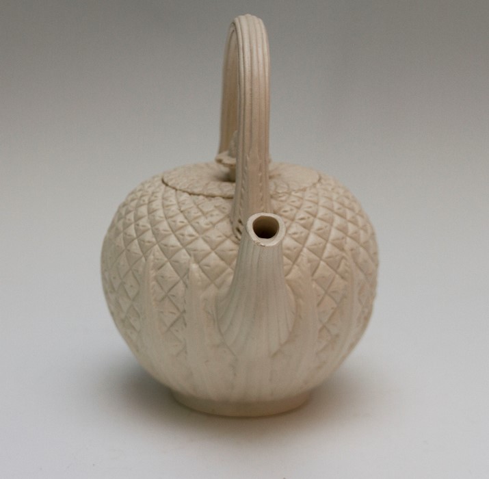 An eighteenth century salt-glazed stoneware teapot or punchpot moulded in the form of a pineapple, - Image 2 of 5