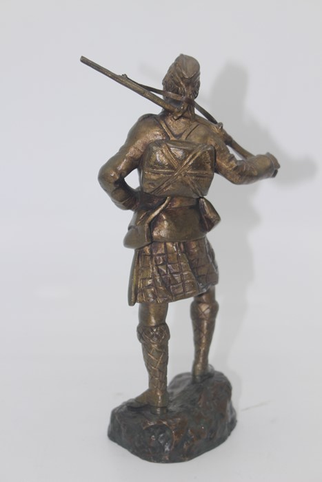 Georges Omerth (act.1895-1925), a bronze study of a WWI Scottish Soldier holding a rifle over his - Image 4 of 8