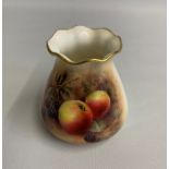 A Royal Worcester Vase, painted with Fruit Shape  G957 Signed  by P.D. Love. Date: code 1952   Black