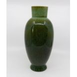 A Bretby art pottery mottled olive glaze baluster vase, No. 68 H. 32 cm tall. (1) Condition: In good