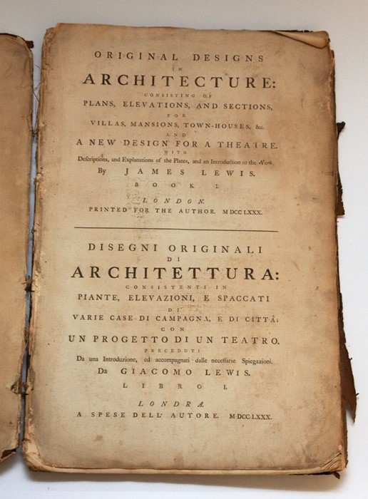 Lewis, James. Original Designs in Architecture, Book I, first edition, London: Printed for the - Image 2 of 3