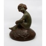 A Bretby Art Pottery model of a nude girl upon a mound, No.3595, height 30cm Condition: good