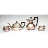 An Elizabeth II silver four piece bombe silver tea set, maker Viners, Sheffield 1965,