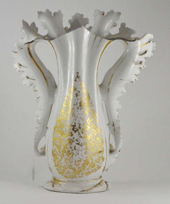 A large 19th Century baluster shaped floral vase, 46cm high (AF), together with a pair of smaller - Image 2 of 2