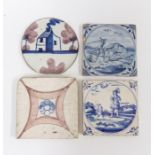 A group of eighteenth century blue and white and other coloured tin glazed tiles, circa 1760-90.
