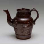 An early nineteenth century Brampton type salt glazed stoneware coffeepot and cover, circa 1810-