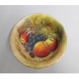 A Royal Worcester Large Bowl painted with fruit. Signed by Ricketts. Date: code 1932    Puce mark