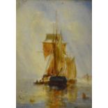 William Joseph Julius Caesar Bond (British, 1833-1926), a boat at anchor, signed and dated 87 l.