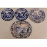 A group of early nineteenth century blue and white transfer printed wares, circa 1820-40. To