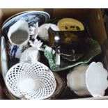 Two boxes of assorted ceramics, including various jugs, plates, vases, dishes, bowls, some hand