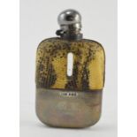 A late Victorian silver mounted glass hip flask, simulated reptile skin cover, maker Dixons,