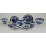 A group of nine early nineteenth century blue and white transfer printed Spode wares, circa 1800-15.