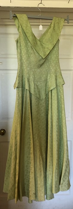 A circa 1920's/1930's silk fawn coloured pin tucked garment and a 1920's cotton lawn day dress, - Image 2 of 3