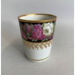 A Flight and Barr Worcester Lemonade Beaker, decorated with a black border over painted with an