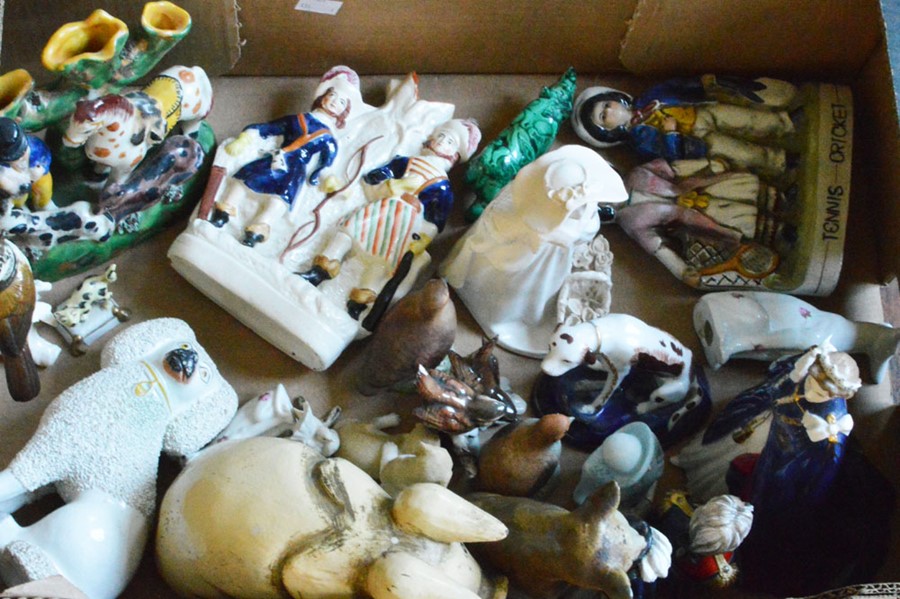 A collection of assorted figures, including a Royal Worcester figure of Queen Elizabeth II