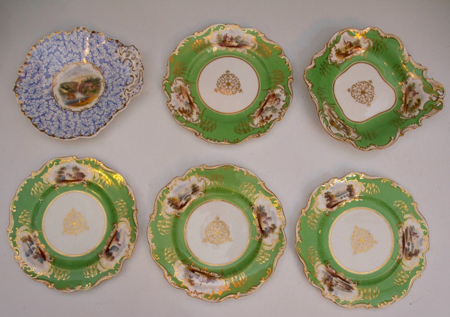 A group of mid nineteenth century hand painted porcelain dessert wares, circa 1830-50. Comprising: