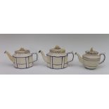 A collection of early nineteenth century Castleford-type feldspathic stoneware teapots, circa 1810-