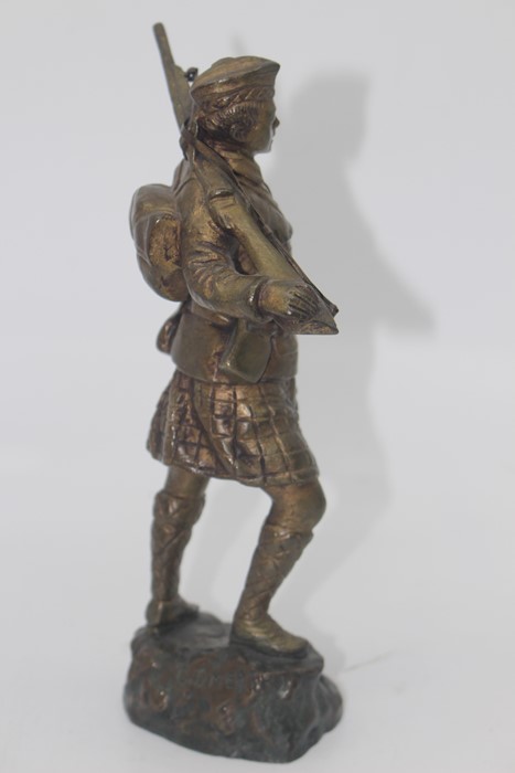 Georges Omerth (act.1895-1925), a bronze study of a WWI Scottish Soldier holding a rifle over his - Image 3 of 8