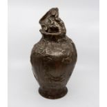A Bretby art pottery bronzed Art Nouveau baluster vase, the opening as an Art Nouvaeu maiden, No.