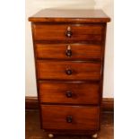 A mid 19th Century Victorian tall boy chest of drawers, circa 1850, rectangular form with five